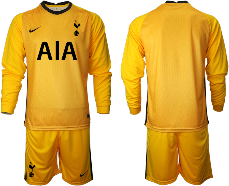 2021 Men Tottenham Hotspur yellow goalkeeper long sleeve soccer jerseys